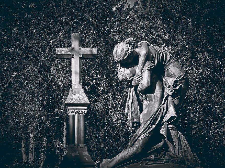 cemetery, grave, tombstone, figure, tomb figure, sculpture, statue ...