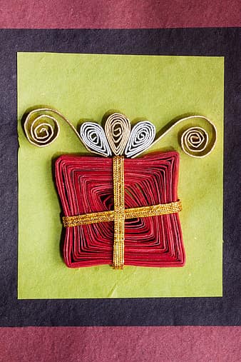 paper art, gift, loop, packed, christmas, christmas gift, map, postcard, greeting card, red, green